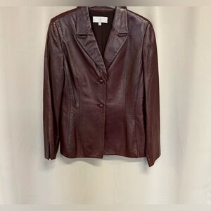 Badgley Mischka Dark Maroon Leather Jacket